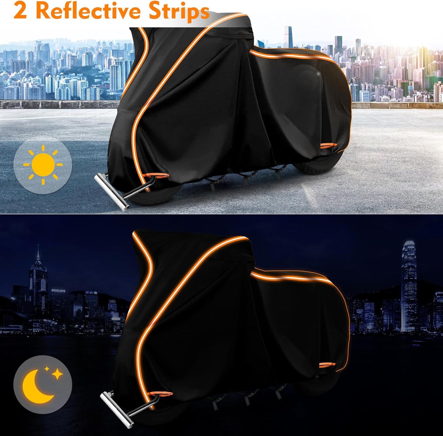 420D Motorcycle Cover for Honda Rebel 250 300 500 1100 Shadow 600 750 1100 / Vtx 1300 1800 / Fury / VT750,Outdoor Bike Cover Windproof Heavy Duty Waterproof Protection