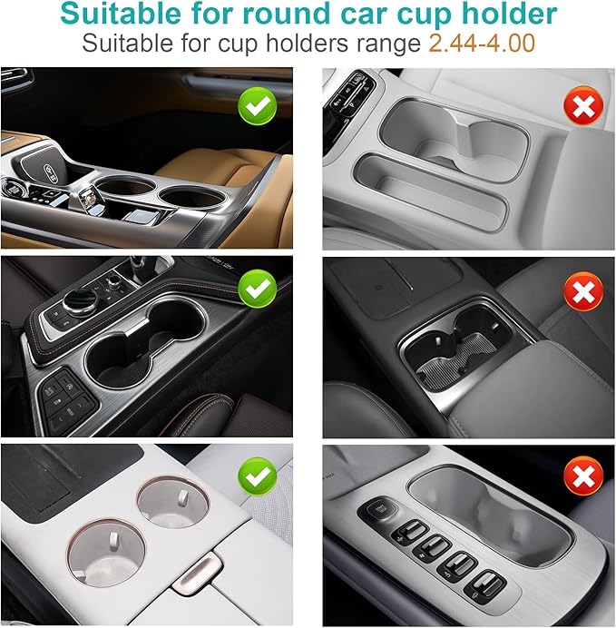 Car Cup Holder Expander, Cup Holder Adapter with Adjustable Telescopic Arm, Compatible with Yeti, Stanley 10 to 46 oz Large Water Bottles, Coffee Cups, Adjustable Base, Non-Slip Base, Black