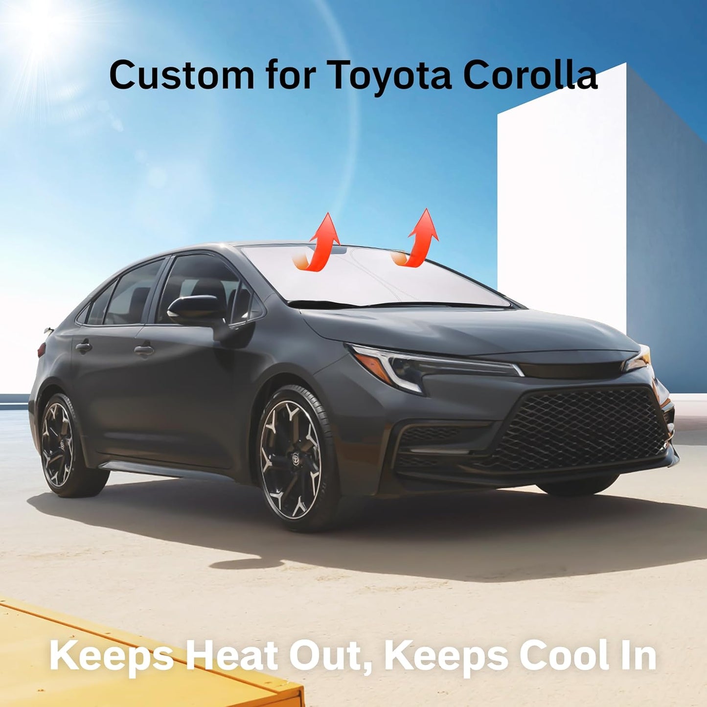 for Toyota Corolla 2014-2019 Windshield Sunshade Compatible - EcoNour 240T Polyester Material Cars Sun Visor Reflector Blocks UV Rays - Foldable Sunshade Interior Protection Corolla Accessories