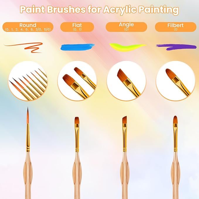 Miniature Paint Brushes Set 12pcs, Paint Brushes for Acrylic Painting, Art Supplies for Oil, Watercolor Detailing Models Rock Body Face Nail Drawing Artist Gifts, Triangular Handles Wood