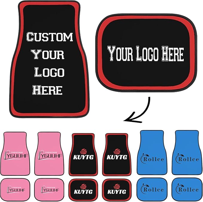 Custom Logo Text Car Floor Mats Personalized 4 Pieces Car Mats Interior Automotive Decorative Fit for SUV Vans Sedans Trucks