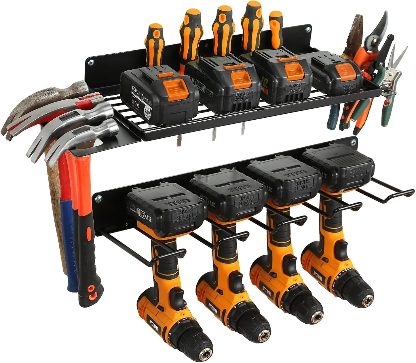 Power Tool Organizer for Garage Organization,Drill Holder Wall Mount for Tool Stoarge, Tool Organizers and Garage Storage Shelves for Charging.Heavy Duty With 4 Holders