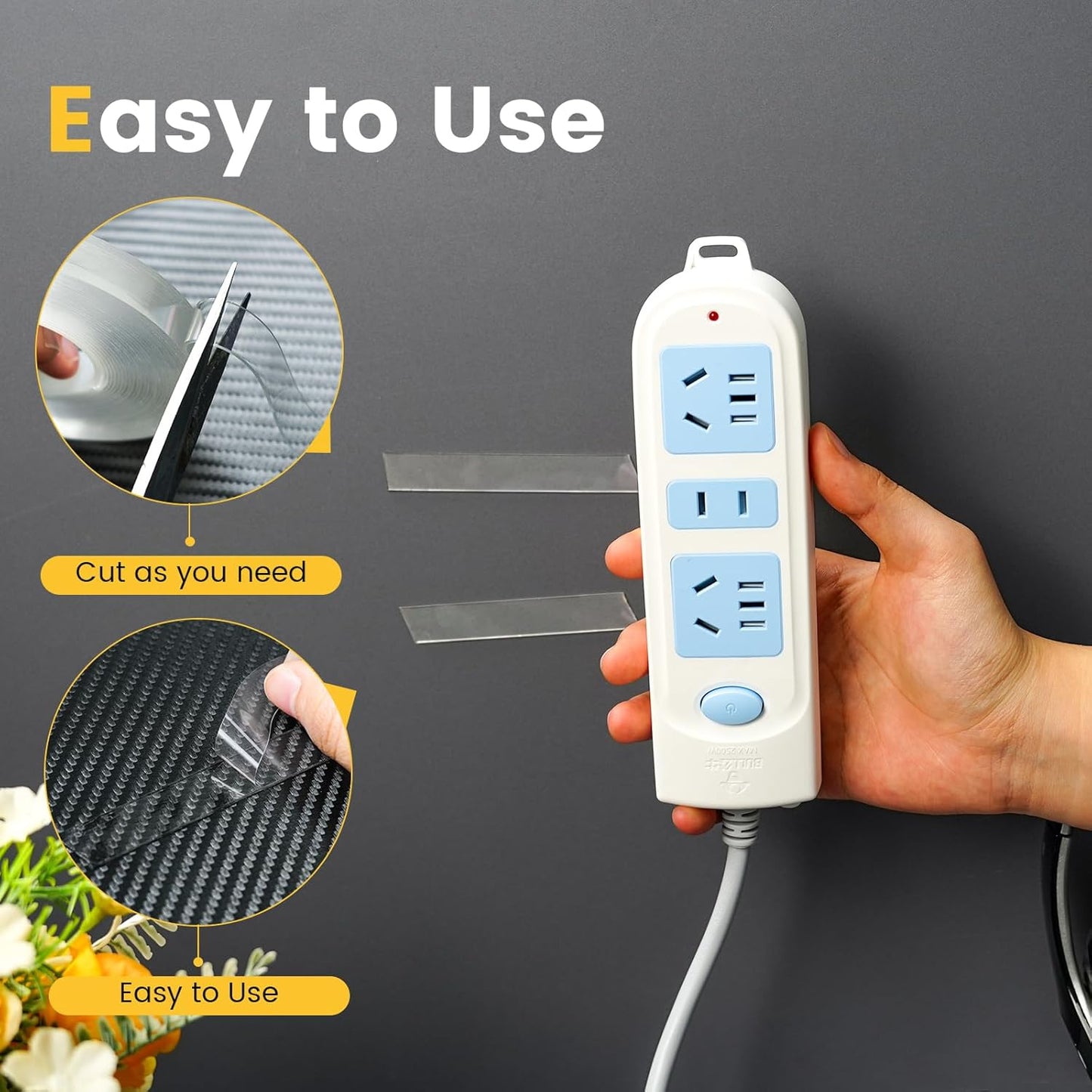 Double Sided Tape Heavy Duty Adhesive Tape Mounting Tape, Wall Sticky for Hanging, Nano Two Sided Tapes Strong Removable Wall Sticky Strips for Car, Home, Office - 19.7FT x 0.5IN