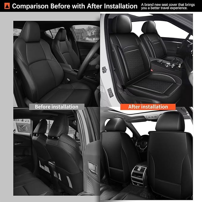 Car Seat Covers Fit for Nissan Frontier 2009-2023 2024 2025: Leather Seat Covers Full Set Ice Silk Breathable Waterproof Seat Cushion Protector