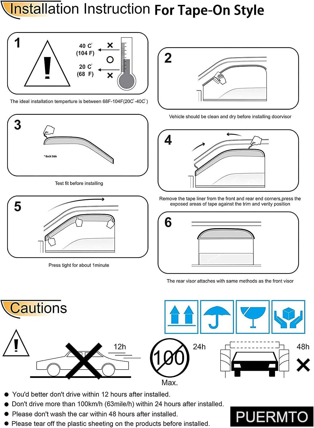 CL4P01 Side Window Wind Deflector, 4pcs Out-Channel Tape-On Nice Rain Guards Set, Window Visor fit for 2010-2016 Cadillac SRX