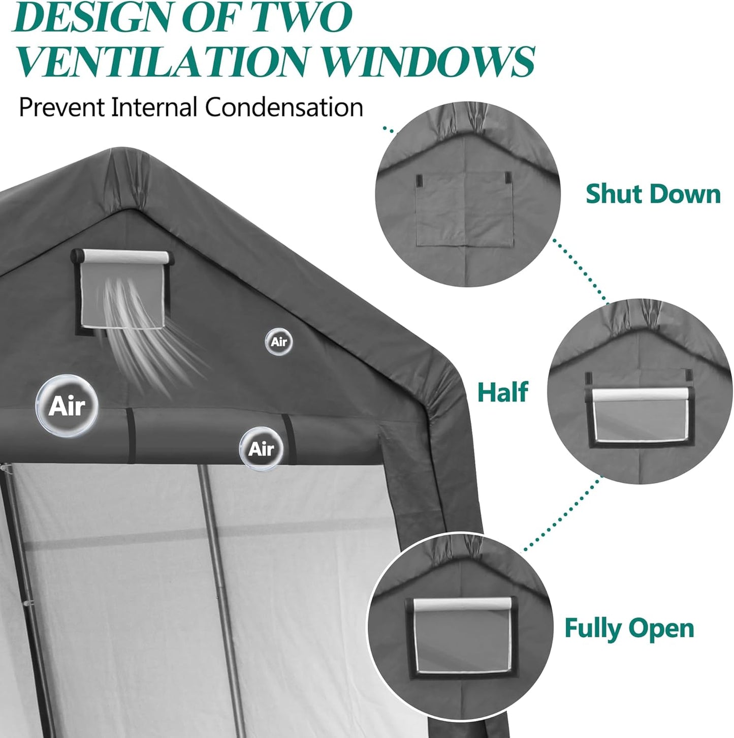 10' x 10' Outdoor Storage Shelter - Heavy Duty Storage Tent with Roll-up Ventilated Windows, Portable Garage Zipper Storage shed for Bike, Motorcycle Shelter, ATV, Weeding Tools