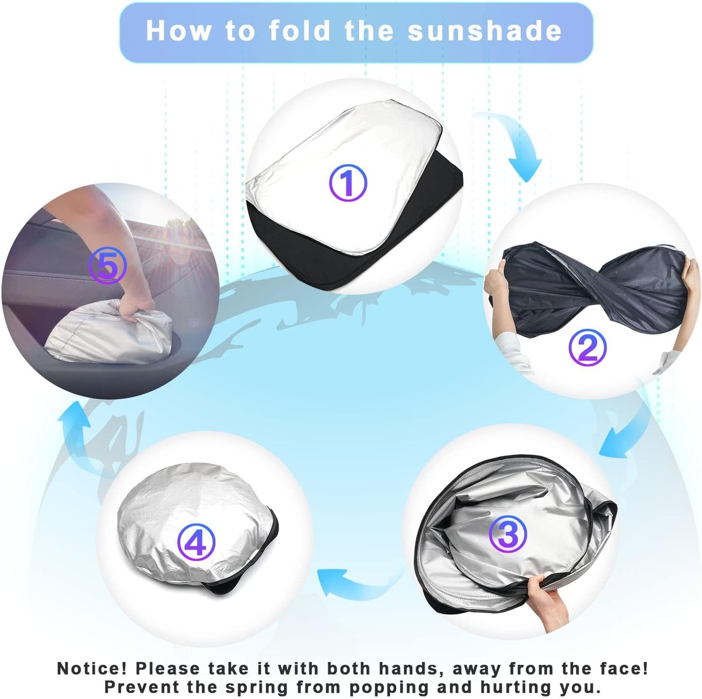 SXCY Foldable Sun Shield for 2018-2024 Volkswagen Tiguan Sunshade - Blocks UV Rays