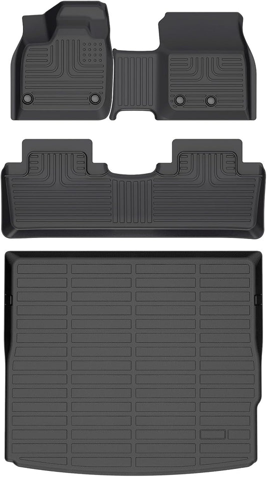 Wayhigh-All Weather Floor Mats and Cargo Mat Set Fit for Nissan Ariya 2025 2024 2023, TPE Car Mats Waterproof Anti-Slip Rubber Floor Liners for Ariya Accessories