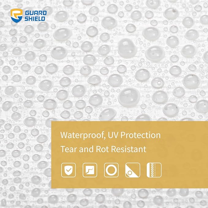 GUARD SHIELD Tarps Heavy Duty Waterproof 10x10 Feet White Poly Tarp Cover Square Outdoor Thick UV Resistant Tarpaulin with Grommets 10mil (2-Pack)
