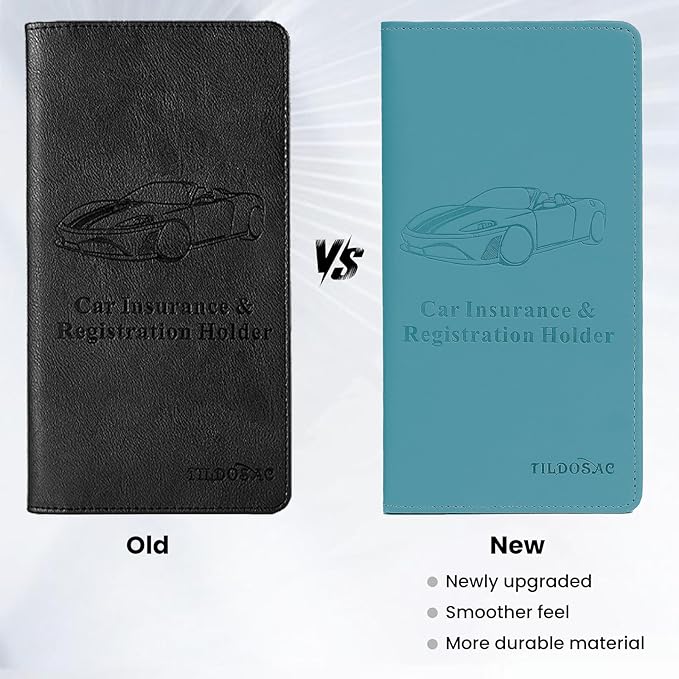 Car Registration & Insurance Card Holder Leather Auto Glove Box Organizer Document Wallet with Magnetic Shut