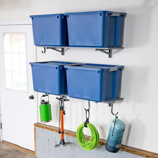 StoreYourBoard 2-Pack Heavy Duty Wall Shelves – Wall-Mounted Garage Storage Shelving and Organization for Sheds, Closets, or Utility Rooms – Holds 200 lbs, 1ft x 4ft, Hammered Gray