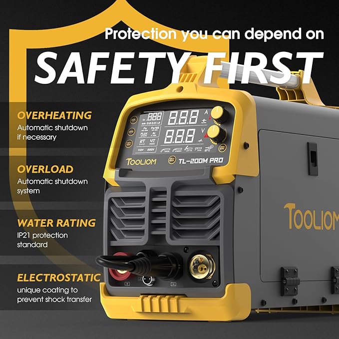 TOOLIOM 200A MIG Welder 5 in 1 MIG/Flux MIG/Spool Gun Mig/Lift TIG/Stick Welder 110/220V Dual Voltage Aluminum Welding Machine
