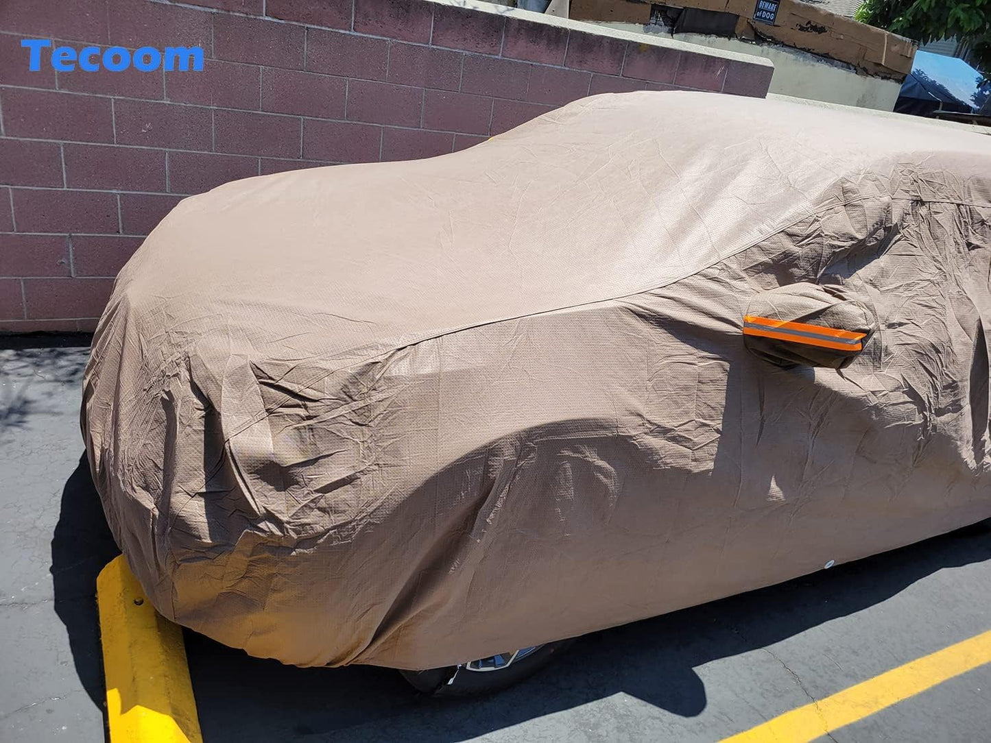 Tecoom Thick Shell Super Breathable Waterproof Windproof Snow Sun Rain UV Protective Outdoor All Weather SUV Car Cover Fit 206-215 Inches Full-Size SUV