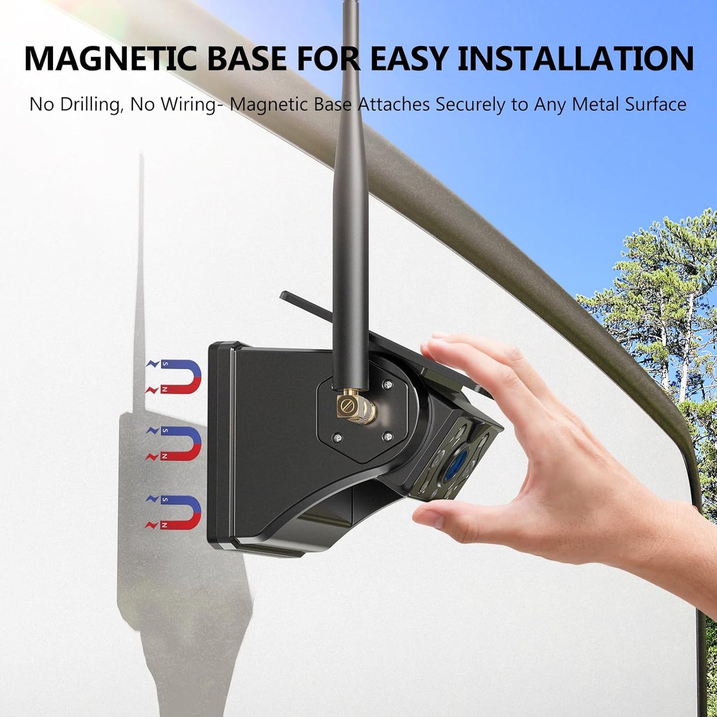 Magnetic Solar Wireless RV Backup Camera, 1080P 7" Touchscreen IPS Monitor & Auto On Off Rear View Camera, 1 Minute Setup Night Vision Recording Guidelines, Back up Camera for Trailer Truck M7