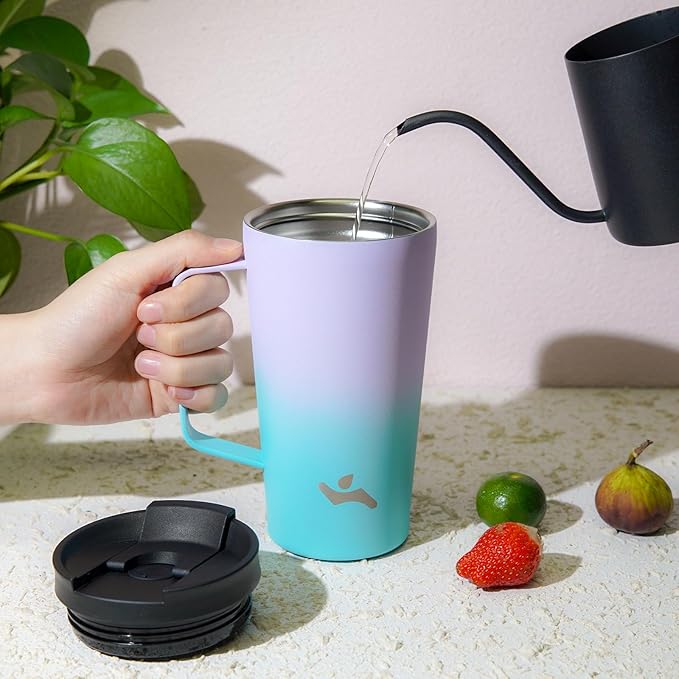 Insulated Tumbler with Handle and Straw, 26 OZ Travel Coffee Mug Stainless Steel Cup Metal Water Bottle,Lavender Green