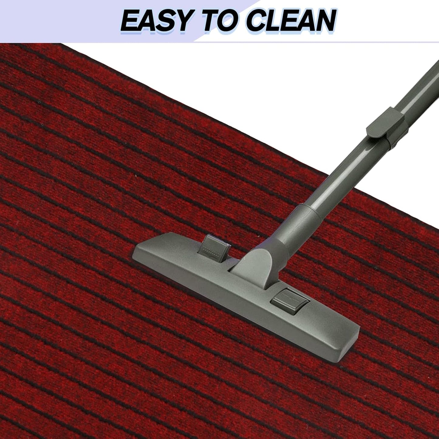 Custom Size Backed Non-Slip Area Rugs Runner, Easy Clean, Waterproof Runner Rugs for Hallway Entryway, Kitchen, Laundry, 4FT x 50FT, Red Stripe