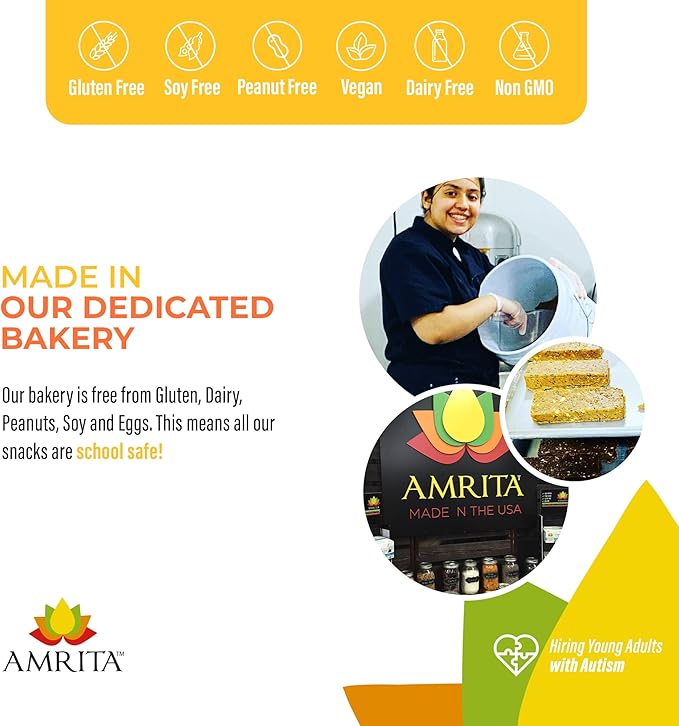 Amrita Nut Free Vegan Protein Bars (12 CT PK of 3) | Mango Coconut 15g Plant-Based Protein Bar | Peanut-Free, Gluten Free, and Dairy-Free | No Added Sugar, High Fiber, Healthy Snacks for Kids/Adults