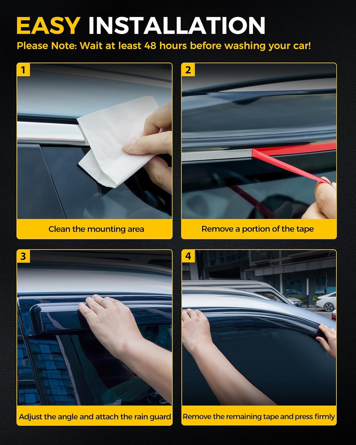 Rain Guards for Car Windows, Tape-On Window Visors Rain Guards Fit for 2012-2014 Toyota Camry, Window Deflectors, Vent Visors for Toyota Car Accessories, 4 Pieces