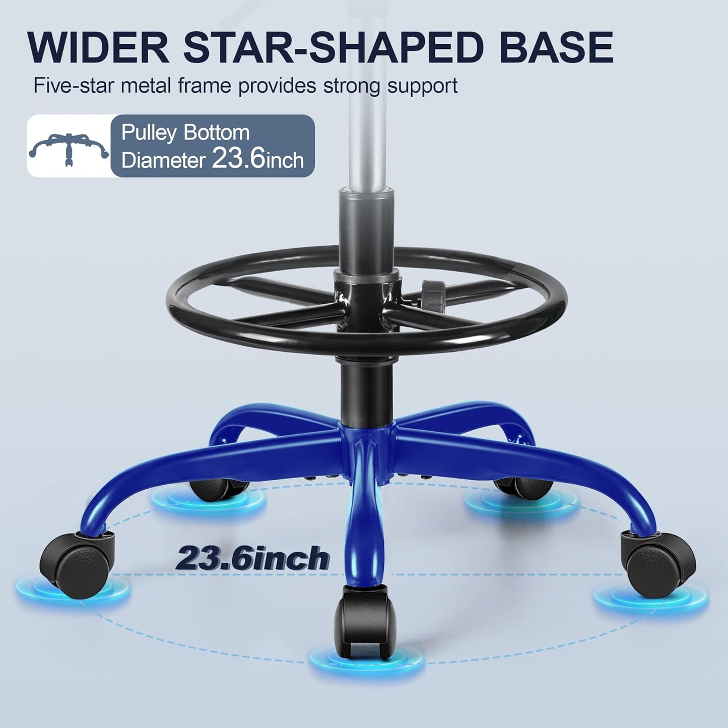 Drafting Chair with Backrest – Adjustable Foot Rest Rolling Stool with Wheels, PU Leather Swivel Stool for Office Spa Studio Lab Counter Salon Home Work Bar Kitchen Shop(Ember Brown)