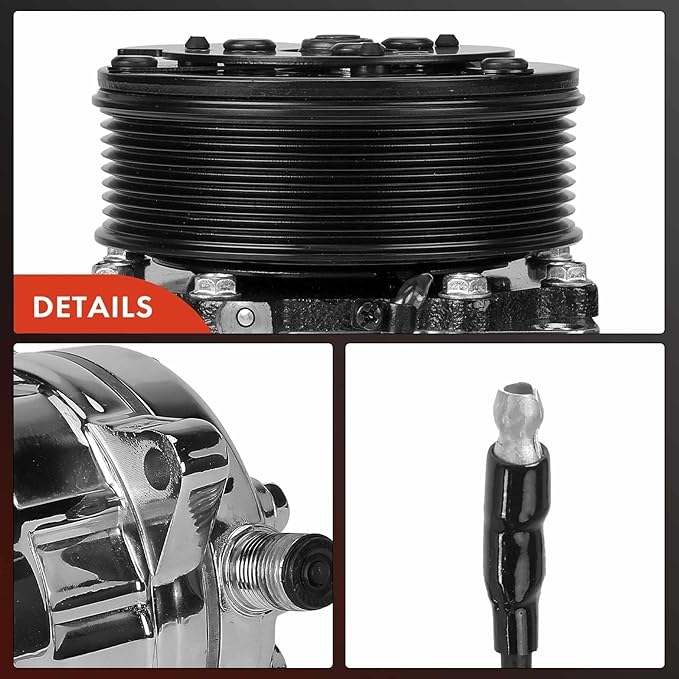 A-Premium Air Conditioner AC Compressor with Clutch Compatible with Sanden 508, 8-Groove Belt, Chromed
