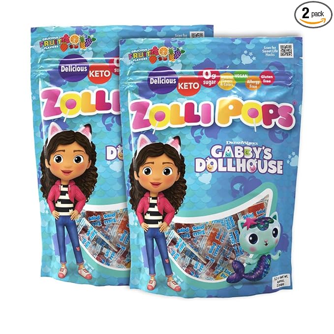 Zollipops Clean Teeth Lollipops Gabby's Dollhouse, Anti Cavity, Sugar-Free Candy for a Healthy Smile Great for Kids, Diabetics and Keto Diet, Natural Fruit Variety, 10.4oz Pack of