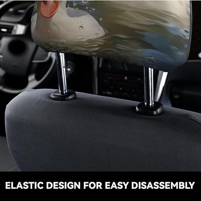 Dujiea 2 Pack Funny Animal Duck Car Headrest Covers, Universal Soft Car Seat Head Rest Protector, Vehicle Accessories Fabric Headrest Cover for Cars Vans Trucks