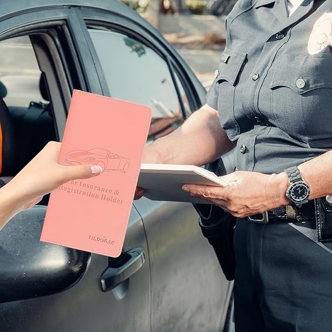 Car Registration & Insurance Card Holder Leather Auto Glove Box Organizer Document Wallet with Magnetic Shut