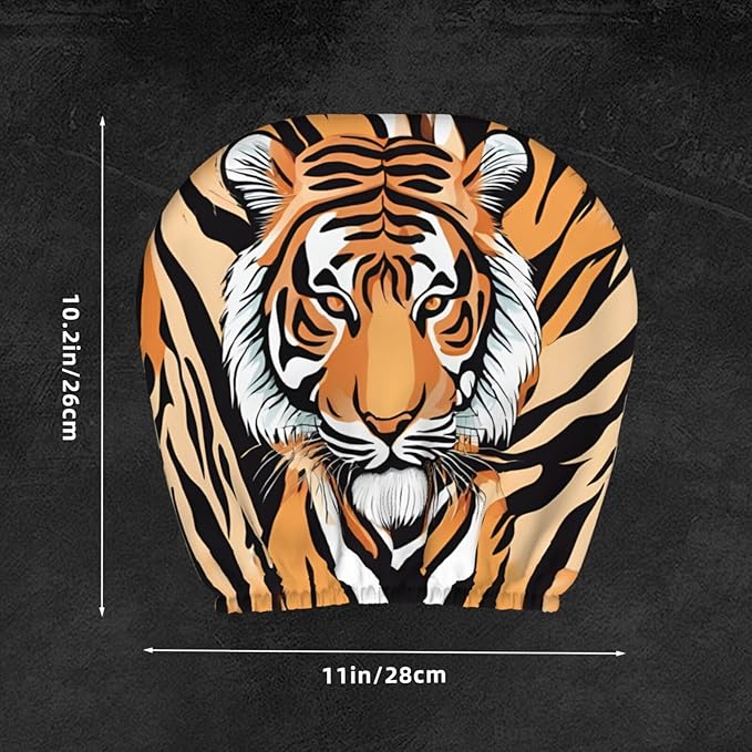 Dujiea 2 Pack Tiger Animal Print Car Headrest Covers, Universal Soft Car Seat Head Rest Protector, Vehicle Accessories Fabric Headrest Cover for Cars Vans Trucks
