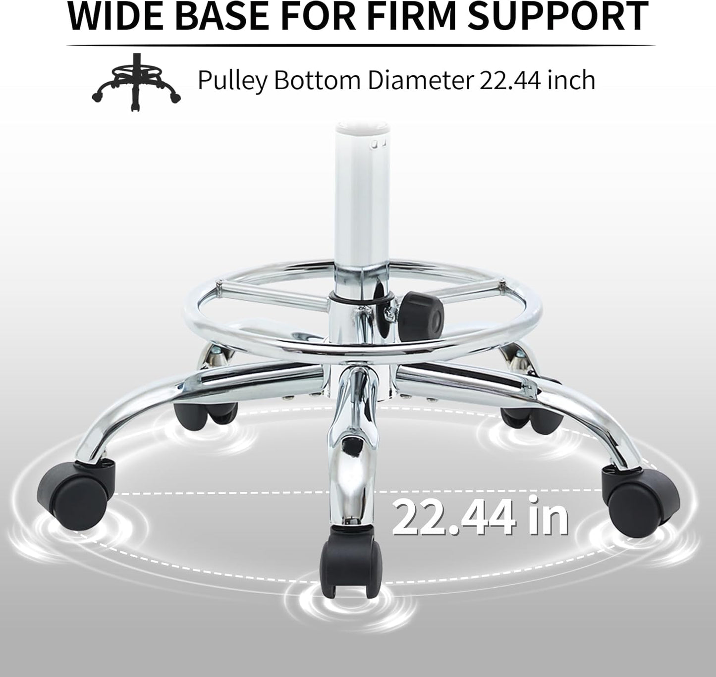 Ergonomic Desk Stool(Sturdy Rolling Stool with Back)(Swivel Armless Office Chair 19.5’’-26.6’’) Adjustable Footrest Salon Chair (Camel Brown)