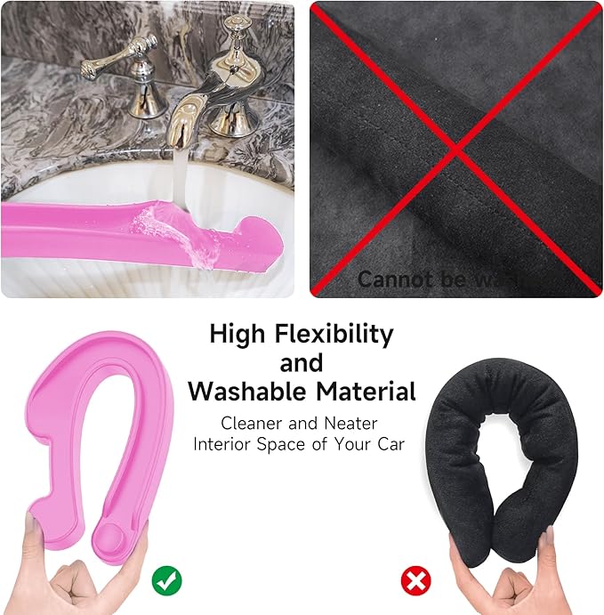 Car Seat Gap Filler Set of 2, Soft Foam Multifunctional Seat Side Gap Filler with Organizer & Hook Function, 3in1 Gap Stopper Universal Fit Car SUV Truck Fill The Gap Between Seat & Console（Pink）