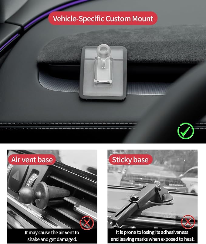 Wireless Charging car Phone Holder for Tesla Model Y 2025 Tesla Model 3 2024 2025 Auto Accessories Navigation Bracket Interior Decoration Mobile Cell Phone Mount, 360° Rotation