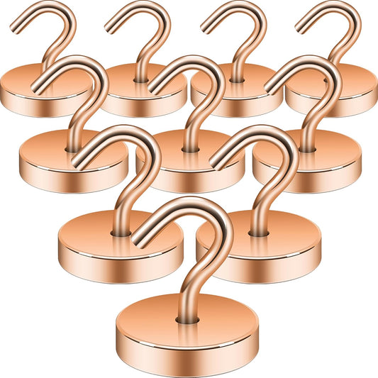 Neosmuk Magnetic Hooks, Cruise Ship Essentials, 120lb+ Heavy Duty Magnetic Hooks for Cruise Cabins, Refrigerator, Grill, Hanging, and Travel | Extra Strong Must-Haves Magnet Hook,Bronze, Pack of 10