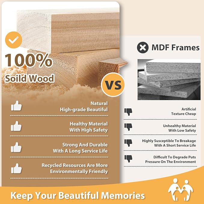 Egofine 4x6 Picture Frames Set of 4, Made of Solid Wood Covered by Plexiglass 3.5x5 with Mat or 4x6 without Mat, for Table Top Display and Wall Mounting Photo Frame Beige
