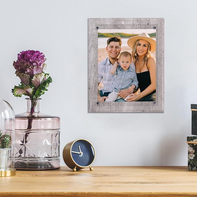 PETAFLOP Grey 8.5 by 11 Picture Frame, Certificate Award Document Plaque Wall Mounted Display, Single
