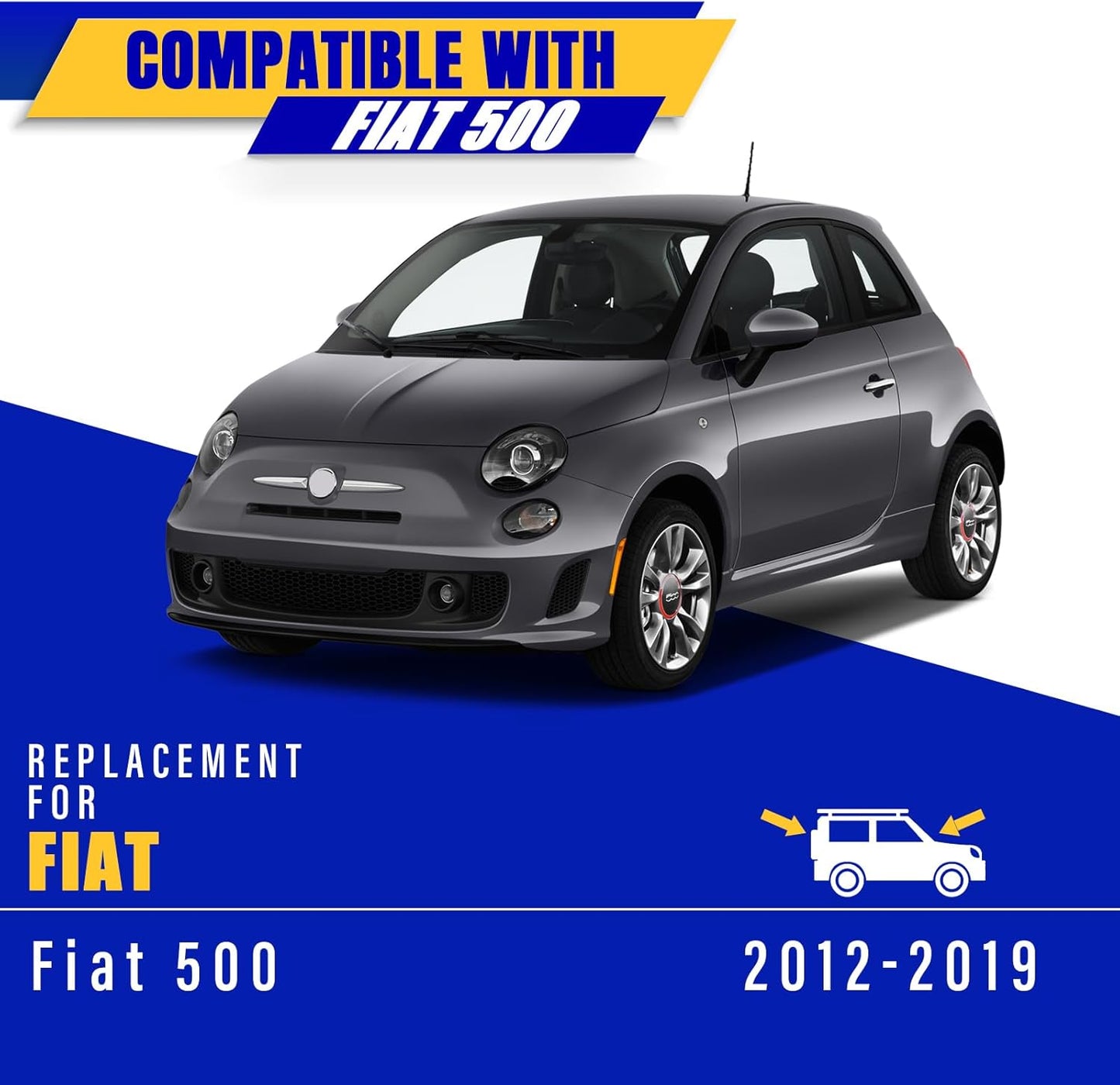 3 wipers Replacement for 2012-2019 Fiat 500, Windshield Wiper Blades Original Equipment Replacement - 24"/14"/12" (Set of 3) U/J HOOK