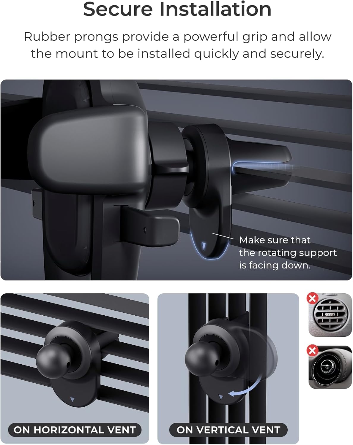 iOttie Easy One Touch Advanced Air Vent Car Phone Mount - Universal Cell Phone Holder for iPhone, Google, Samsung, Moto, LG, and All Other Smartphones