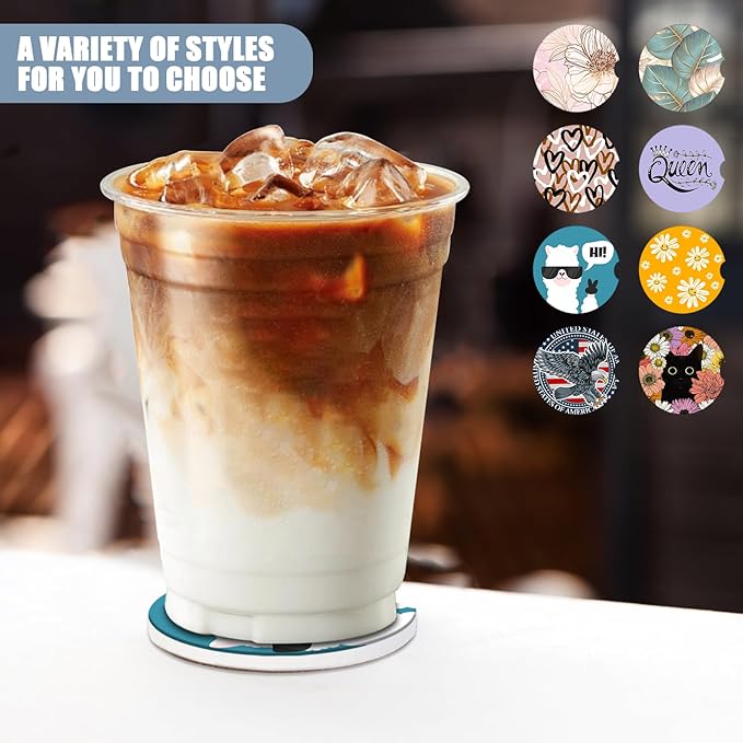 Car Cup Holder Coaster - Funny Sup Llama Absorbent Ceramic Coaster 2 Pack, Car Coasters for Cup Holders, Fashion Car Interior Accessories Drink Coaster for Women & Men