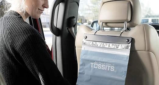 Tossits Recycled Disposable Car Trash Bags ??Leakproof, Smell Proof Hanging Garbage Bags for Car, Truck, SUV, RV & Vehicle ??Blue, 7 Count Disposable Automotive Trash Bags