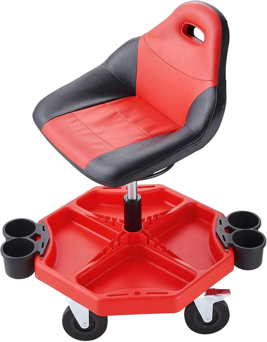 Rolling Garage Stool 300LBS Adjustable Mechanic Work Shop Seat w/Casters