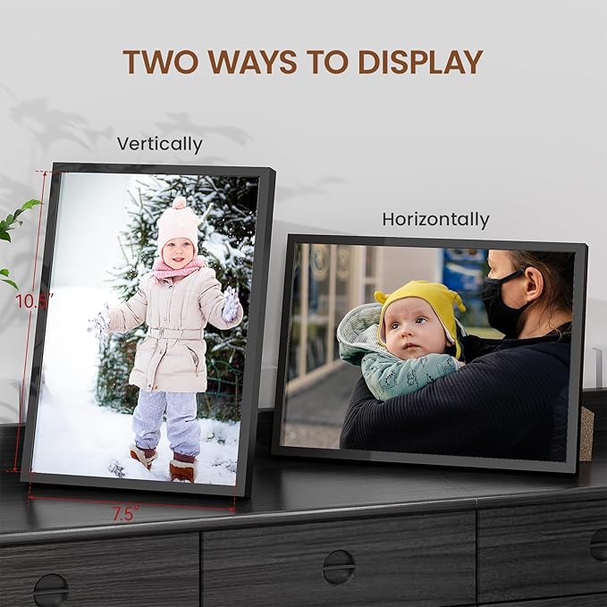 Heimlove 8x11 Metal Picture Frame,Black Aluminum Photo Frames-Real Tempered Glass,Tabletop Display,Mounting Horizontally or Vertically Decor for Wall-1Pack
