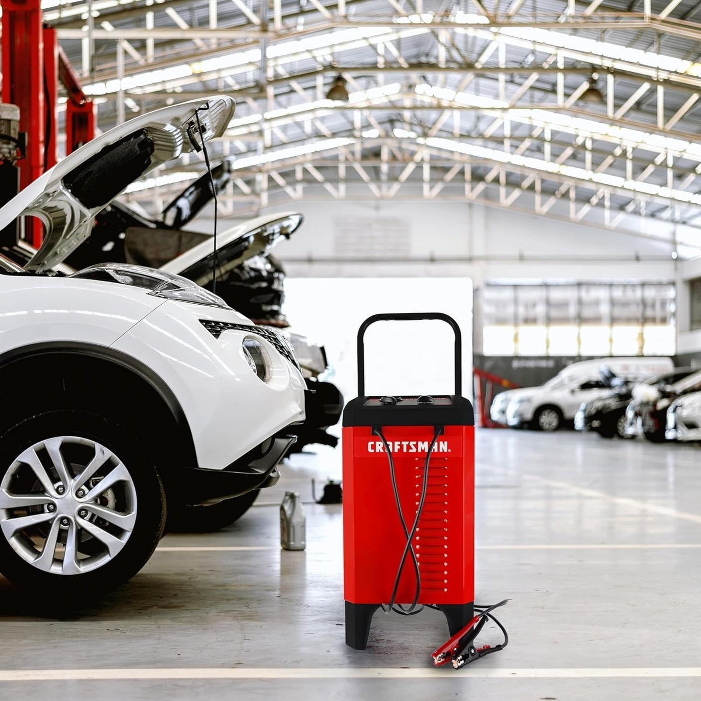 CRAFTSMAN Manual Wheeled 6A Battery Charger and 175A Engine Starter, 2-in-1 Solution for 12V Batteries, 25A Boost, Timer-Controlled, CMXCESM274, for Car, SUV, Truck, and Boat Batteries