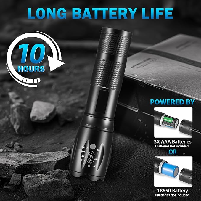 6Pack LED Flashlights High Lumens, 5Mode Tactical Flashlight for Home, Small Flashlights Powerful, Pocket Flashlight Battery Powered, Adjustable Torch Light, Mini Flash Light for Emergencies Camping
