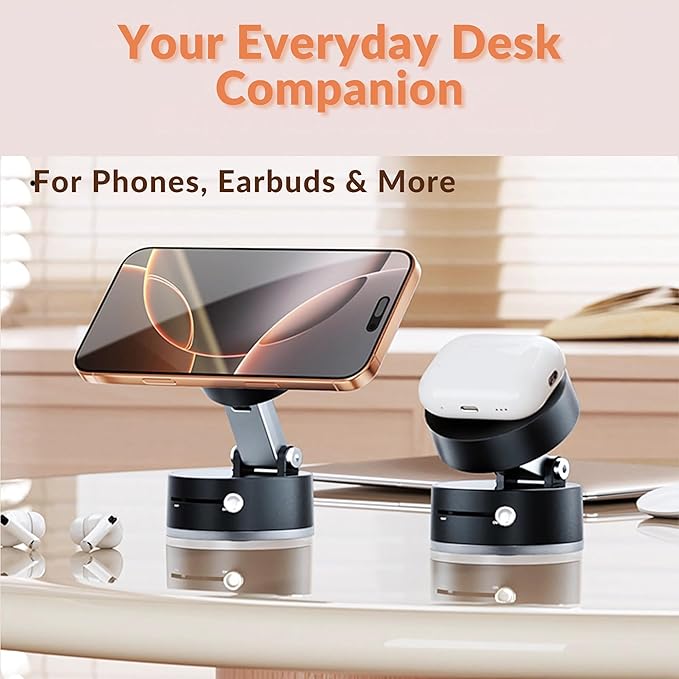 Vacuum Suction Magnetic Phone Holder 360°, Magnetic Car Phone Holder, Cell Phone Car Mount and Holders for Car/Gym/Mirrors/Smooth Surface, Compatible for Magsafe iPhone 12/13/14/15/16/17