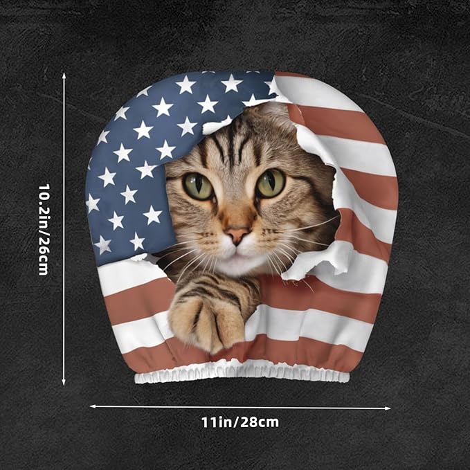 Dujiea 2 Pack American Flag Cat Car Headrest Covers, Universal Soft Car Seat Head Rest Cover Protector, Vehicle Accessories Fabric Headrest Cover for Cars Vans Trucks
