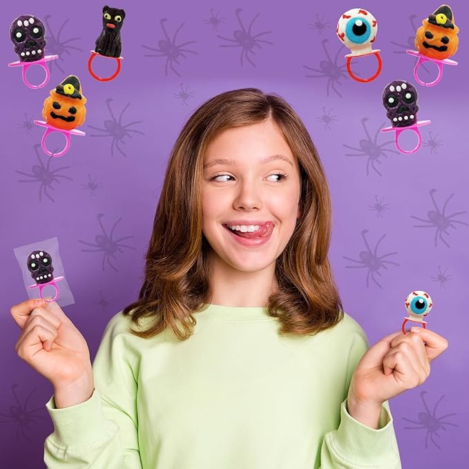 Fruidles Halloween Candy Rings, Hard Candy - Individually Wrapped (Pack of 96)