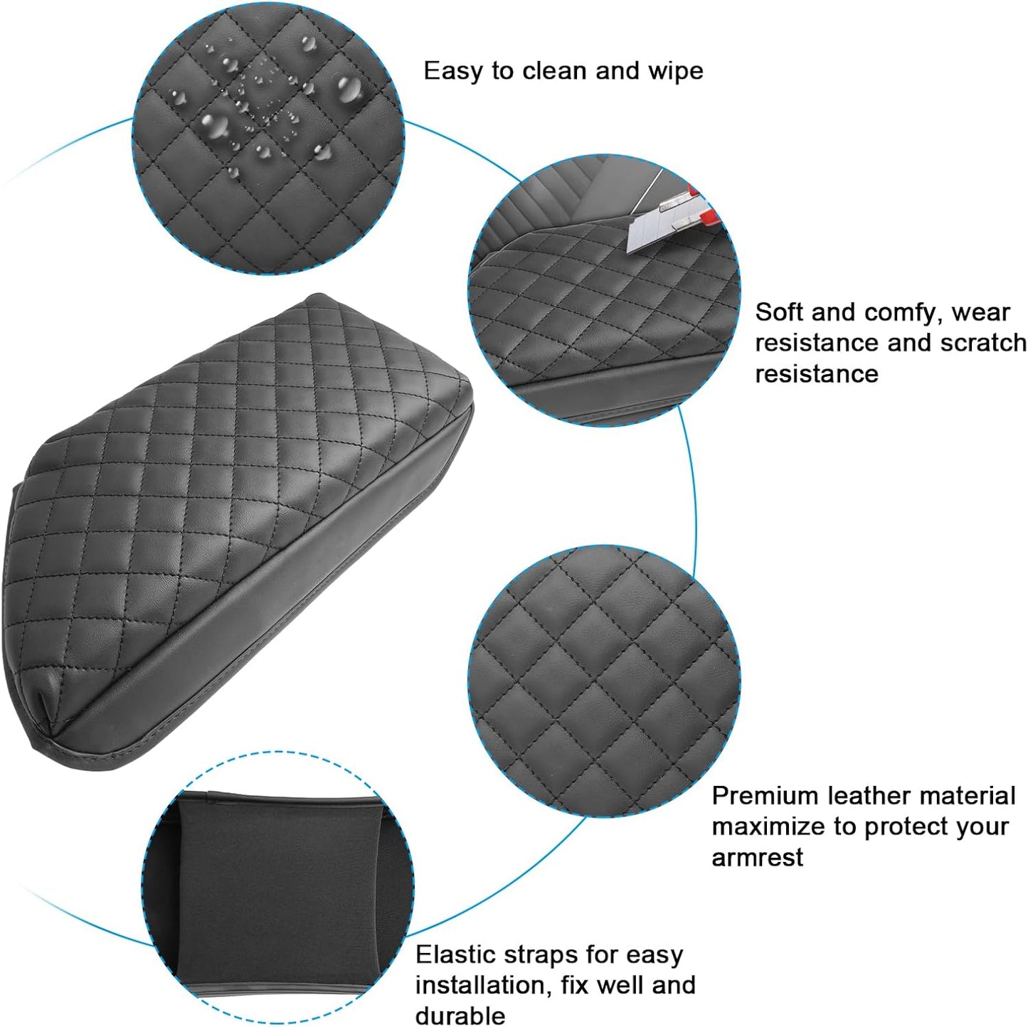 SXCY for 2020-2025 VW Jetta Armrest Cover for Volkswagen Jetta 2025 Accessories 2020-2024 2025 Jetta Center Console Cover 2025 Jetta Middle Console Cover (Black Checkered Pad)