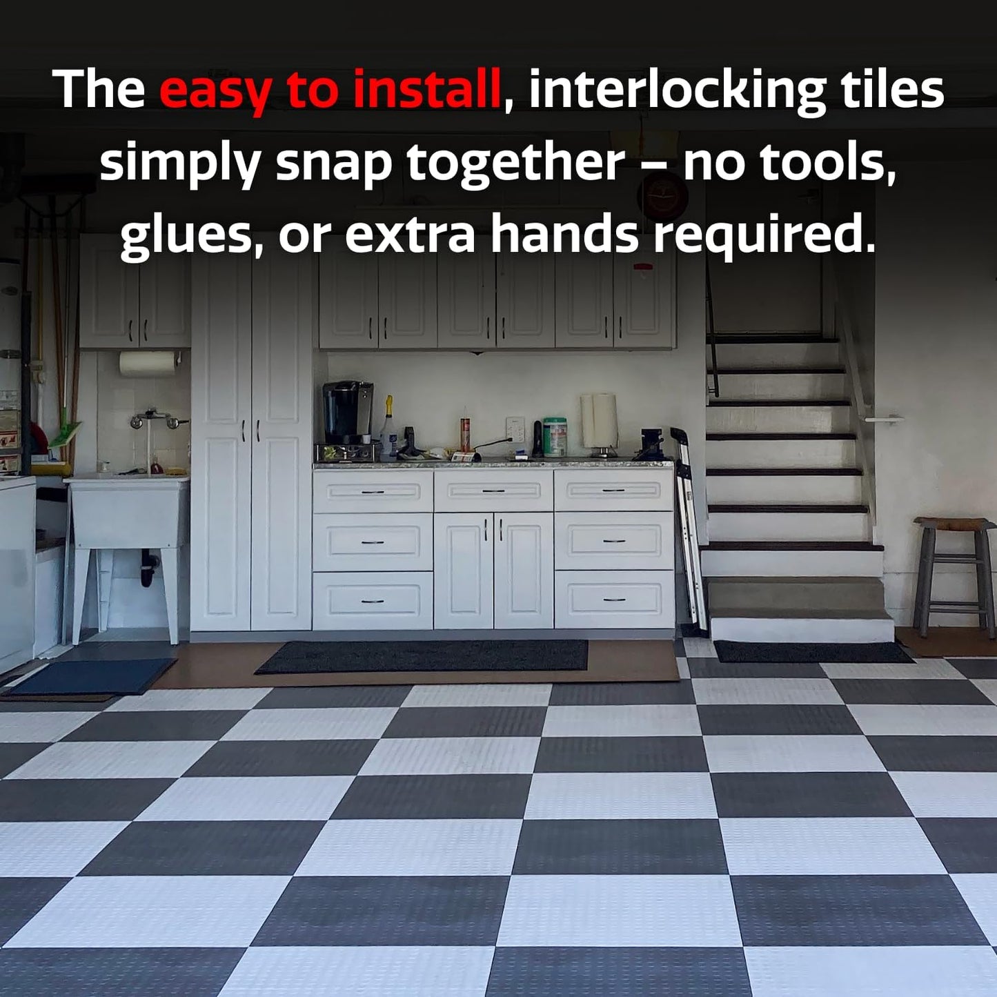 Big Floors GarageDeck Coin Pattern, Durable Copolymer Interlocking Modular Non-Slip Garage Flooring Tile (Royal Blue, 48 Pack of 12 x 12" Tiles)