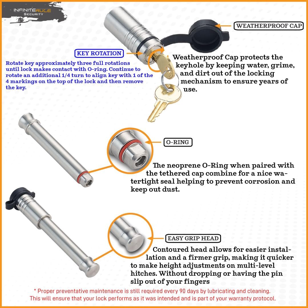 61673 | 3 Pack, Keyed Alike, Receiver Locks for 3" Receiver