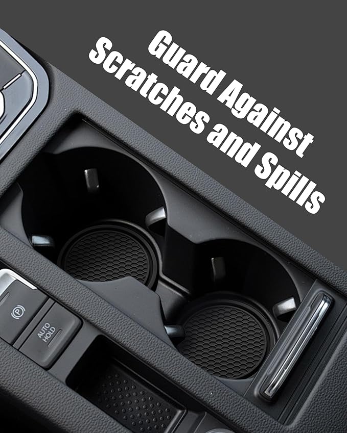 4 Pack Car Cup Coasters, Universal Non-Slip Silicone Cup Holder Inserts, Car Interior Accessories, Black