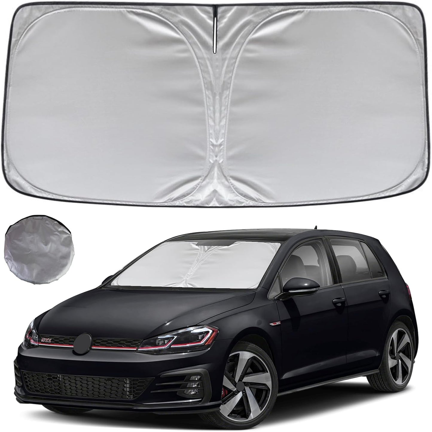 KAYZT Windshield Sun Shade for 2015-2021 Volkswagen Golf GTI e-Golf VW Golf R 4Door Hatchback Foldable Sunshade Front Window Custom Fit Car Accessories